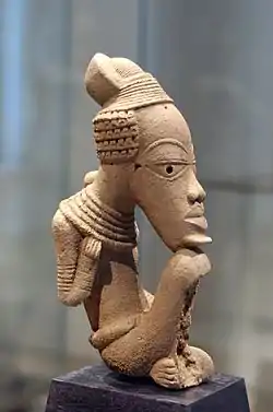 Seated figure; by artists of the Nok culture; 5th century&nbsp;BC-5th century&nbsp;AD; earthenware (central Nigeria); height: 38&nbsp;cm; Musée du Quai Branly, Paris