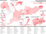The percentage of votes cast for the Liberals by riding.