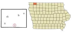 Location of Melvin, Iowa