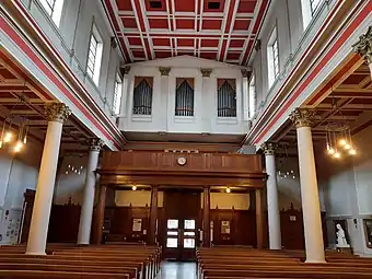 Interior, facing doors