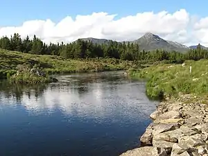 Benlettery (right) and  Benglenisky (left), from the Owenmore River