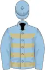Light Blue and Beige hoops, Light Blue sleeves and cap