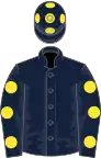 Dark blue, yellow spots on sleeves and cap