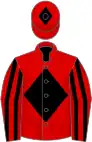 Red, black diamond, striped sleeves and diamond on cap