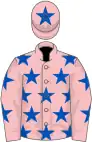 Pink, royal blue stars, royal blue star on cap