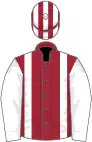 MAROON, white braces and sleeves, striped cap