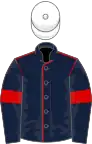 Blue, red seams and armlets, white cap