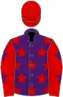 Purple, red stars, red sleeves, purple stars, red cap