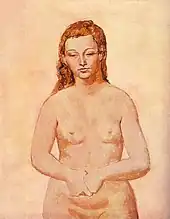 Pablo Picasso, 1906, Nu aux mains serrées, gouache on canvas, 96.5 × 75.6&nbsp;cm, Art Gallery of Ontario