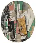 Pablo Picasso, 1912–13, Guitare (Guitar), oil and charcoal on canvas, oval, 72.4 x 60&nbsp;cm, National Museum of Art, Architecture and Design, Oslo