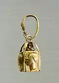 Earring from a pair, each with four relief faces; late fourth–3rd century BC; gold; overall: 3.5 x 0.6&nbsp; cm; Metropolitan Museum of Art
