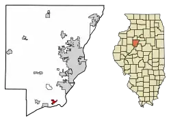 Location of Mapleton in Peoria County, Illinois.