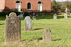 Obverse of headstone for Peter Heintz, dated 1777