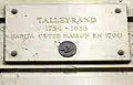 Talleyrand lived at No 7 in 1790.