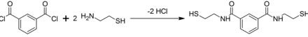 Isophthaloyl dichloride + 2×cysteamine → BDTH2