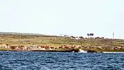 Harbor entrance as seen on approach from the north
