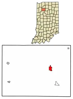 Location of Winamac in Pulaski County, Indiana.