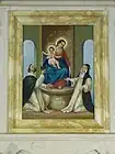 Close up of the Our Lady of Pompeii mosaic above the main altar.