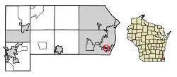 Location of Elmwood Park in Racine County, Wisconsin.