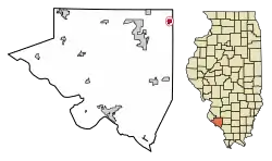Location of Coulterville in Randolph County, Illinois.