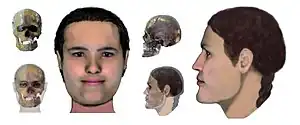 Reconstruction of a Karakol culture female individual (Altai Mountains village of Mendur-Sokkon, circa 2000 BCE).