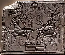 Akhenaten and Nefertiti with Daughters; c.1345 BC; painted limestone; 32.5 x 39&nbsp;cm; Egyptian Museum of Berlin (Germany)
