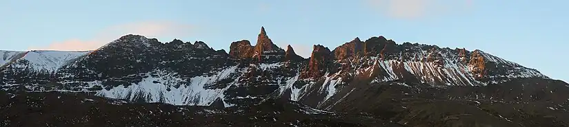 Panorama of the ridge (1188m) along the north slope of Öxnadalur
