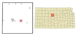 Location within Russell County and Kansas