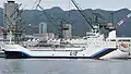 Port side of the Suiso Frontier at the Kawasaki Heavy Industries Kobe Shipyards on October 18, 2020