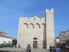 Facade and corner tower