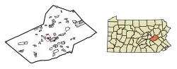Location of Minersville in Schuylkill County, Pennsylvania.
