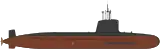 Silhouette profile of Kalvari-class submarine.