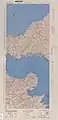 Composite of two US AMS 1943 maps, showing the location of "Ōtsu-shima", on the join a third from the right, across the mouth of Tokuyama Bay; the Kunisaki Peninsula in Ōita Prefecture is across the Inland Sea to the south