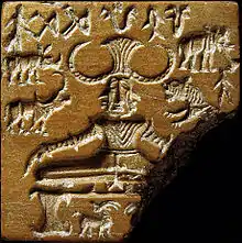 Proto-Shiva Stamp Seal; c. 2400-1900 BC; steatite; height: 3.6&nbsp;cm; National Museum (New Delhi)