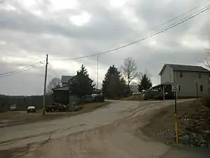 The community of Shunk, within Fox Township along the side of State Route 154 as seen in February 2012.