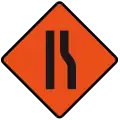 Road narrows on right ahead