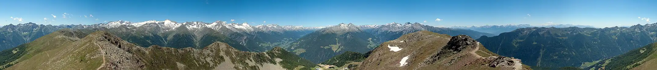 360° panoramic view from the Speikboden summit (2,517 m), Speikboden hiking area
