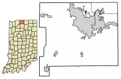 Location of Roseland in St. Joseph County, Indiana.