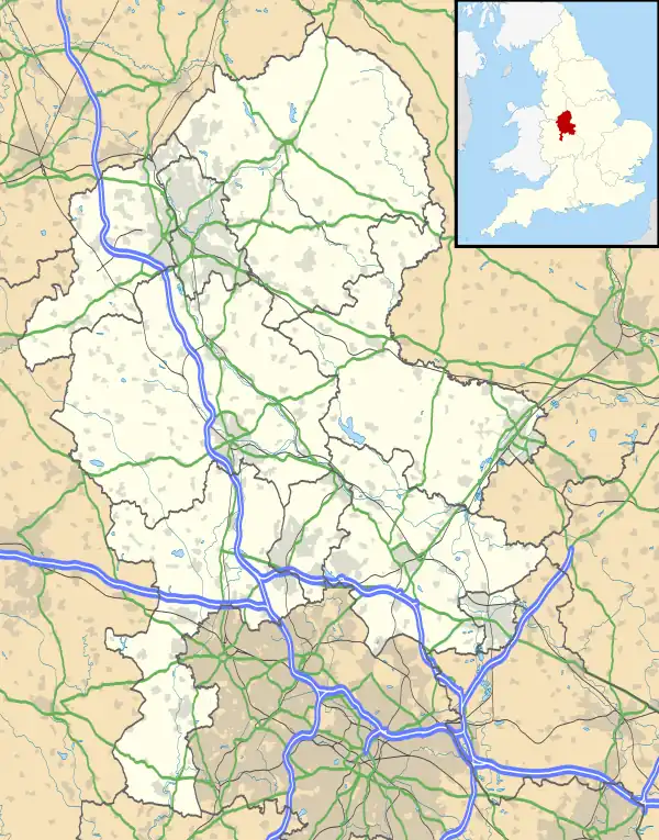RAF Fauld explosion is located in Staffordshire
