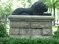 A stone lion 'guards' the entrance to St James Court