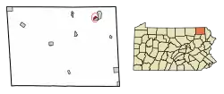 Location of Oakland in Susquehanna County, Pennsylvania.