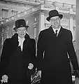 Erlander (right) in 1947 with Minister of Supply Karin Kock (left)