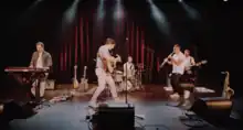 The 502s performing live in 2021.  (left to right: Matthew Tonner, Ed Isola, Sean Froehlich, Joe Capati, Nicholas Dallas)