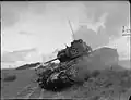 49th Royal Tank Regiment Matilda II with swastika and Iron Cross markings to denote opposing force status during an 1941 exercise in Dover.