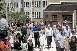 Crowds attending the opening of The Rail Park.