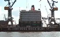 The gate of the dry dock is closed, and maintenance work can begin.