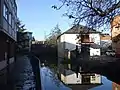 On the left is the walkway along the Castle Mill Stream, leading from St Thomas' Street to Park End Street.