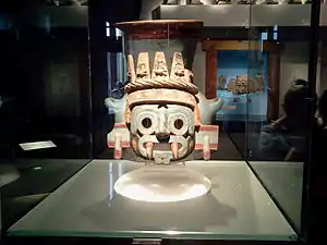 Tlāloc effigy vessel (Aztec); c. 1440–1469; painted earthenware; height: 35&nbsp;cm; Templo Mayor Museum