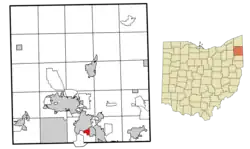 Location of Hilltop in Trumbull County within the state of Ohio