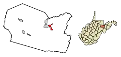 Location of Davis in Tucker County, West Virginia